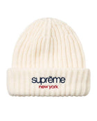 Supreme Ribbed Classic Logo Beanie White