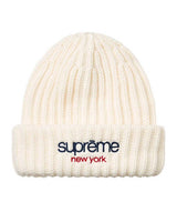 Supreme Ribbed Classic Logo Beanie White