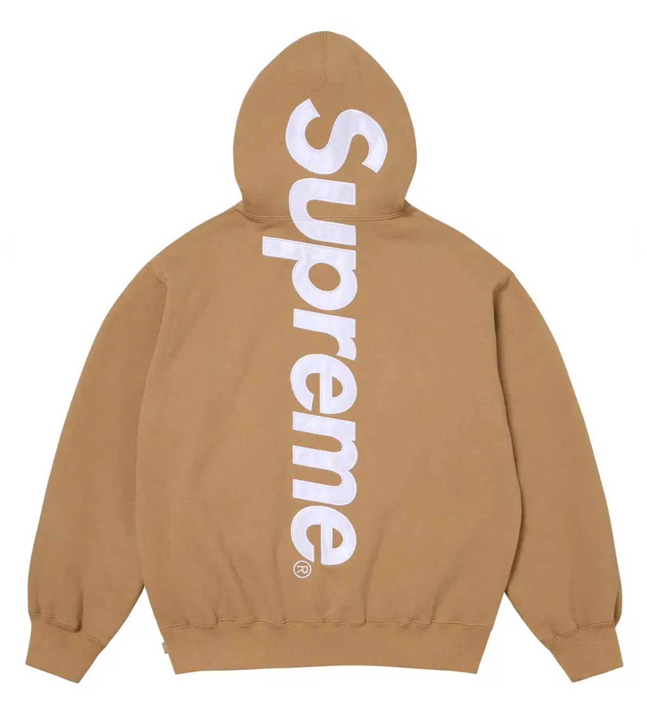 Supreme Satin Applique Hoodie Tan