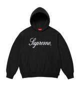 Supreme Script Hoodie Black front view