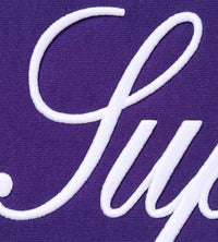 Supreme Script Hoodie Purple Front Detailed View