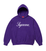 Supreme Script Hoodie Purple Front View