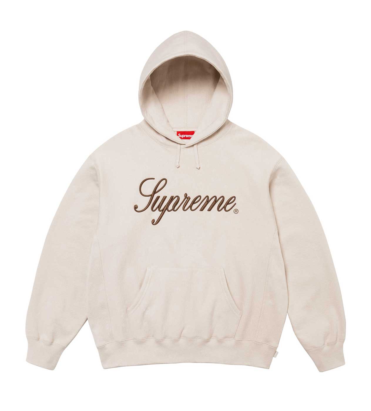 Supreme Script Hoodie Stone front view