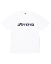 Supreme Skulls Spellout Tee white, cotton tee with SUPREME spelled out in a row of stacked skulls across the chest, front view