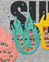 Supreme Undisputed S/S Top grey, close-up of the championship belt and New York graffiti print