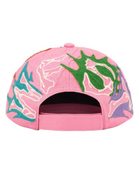 Supreme WFST 6 Panel Hat pink, back view showing flame embroidery and the adjustable strap