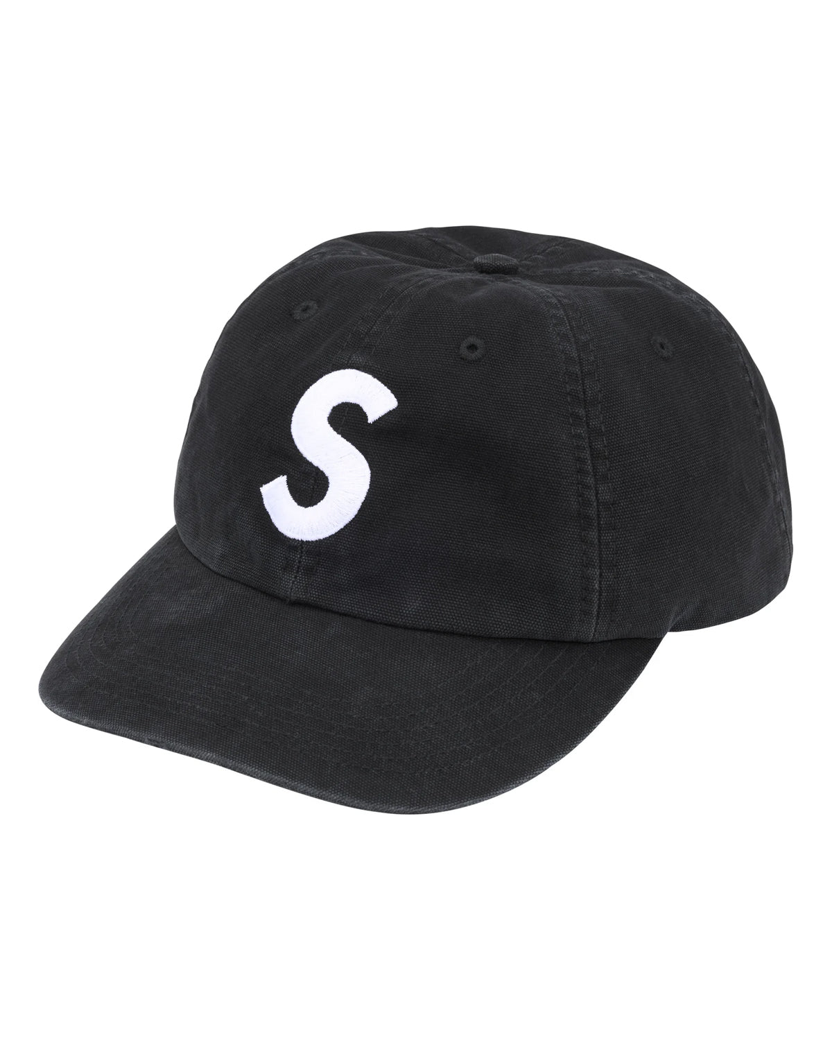 Supreme Washed Canvas S Logo 6 Panel Hat Black