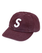 Supreme Washed Canvas S Logo 6 Panel Hat Plum