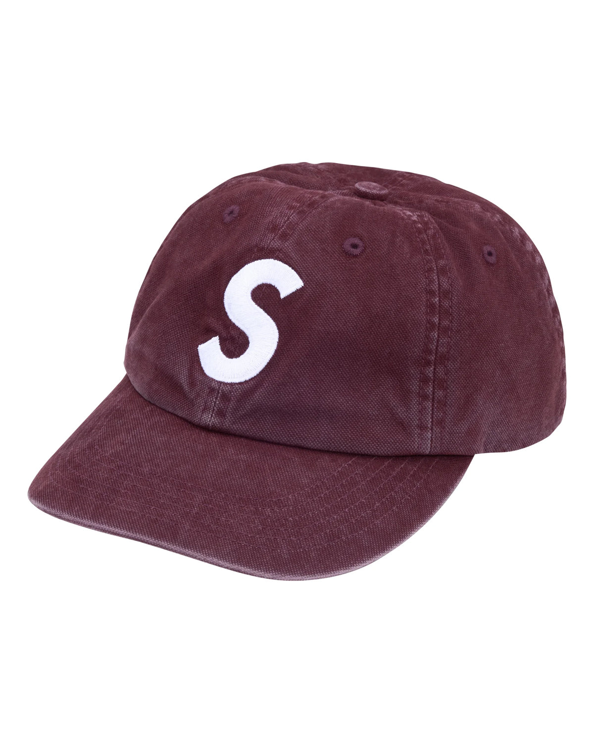 Supreme Washed Canvas S Logo 6 Panel Hat Plum