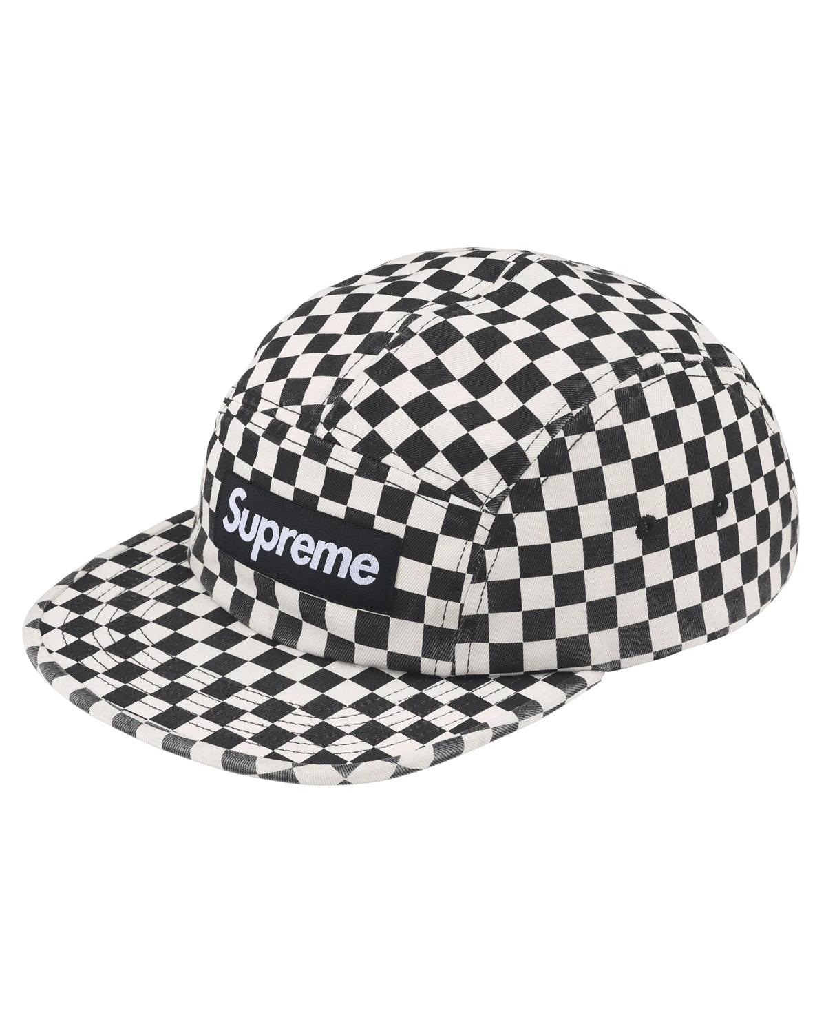 Supreme Washed Chino Twill Camp Cap Checkerboard White