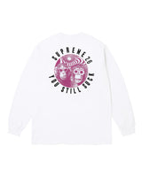 Supreme You Still Suck L/S Tee white, back view with a large circle graphic of two skulls in shades and arched Supreme lettering