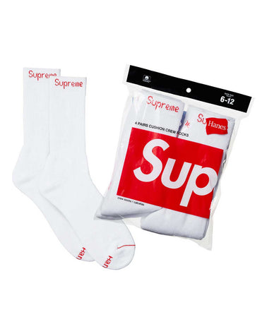Supreme x Hanes Crew Socks White (4 Pack)