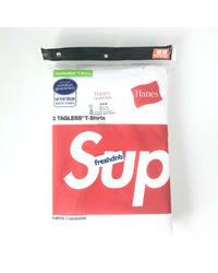 Supreme x Hanes Tagless Tee white 3 pack, sealed Hanes packaging with red Supreme box logo
