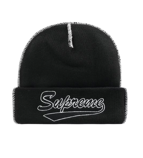 Supreme Contrast Stitch Beanie Black – Restock AR
