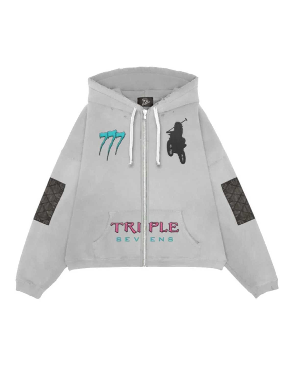 Triple Sevens Moto Hoodie Grey