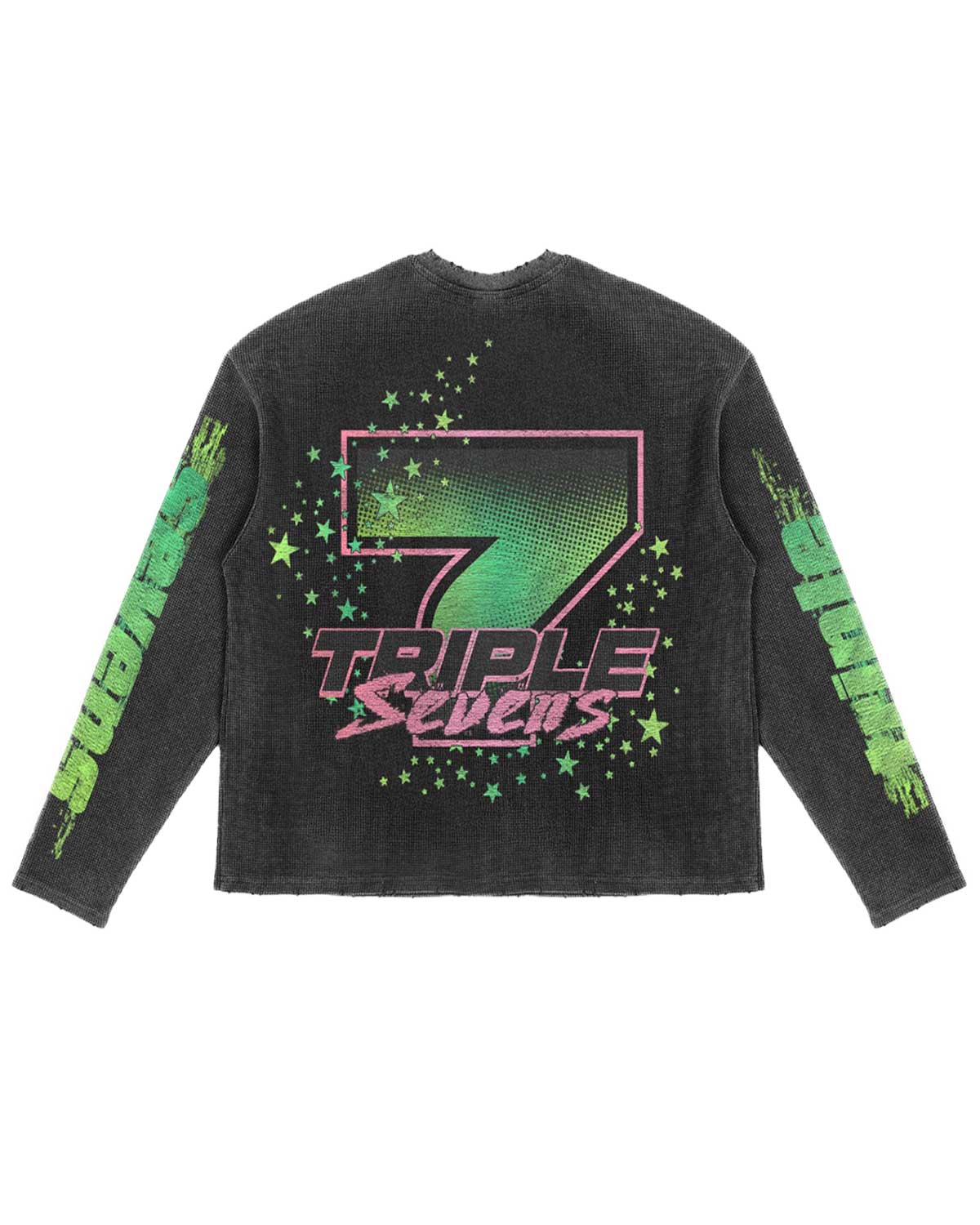 Triple Sevens ASV2 Waffle Knit L/S Tee Black/Green – Restock AR