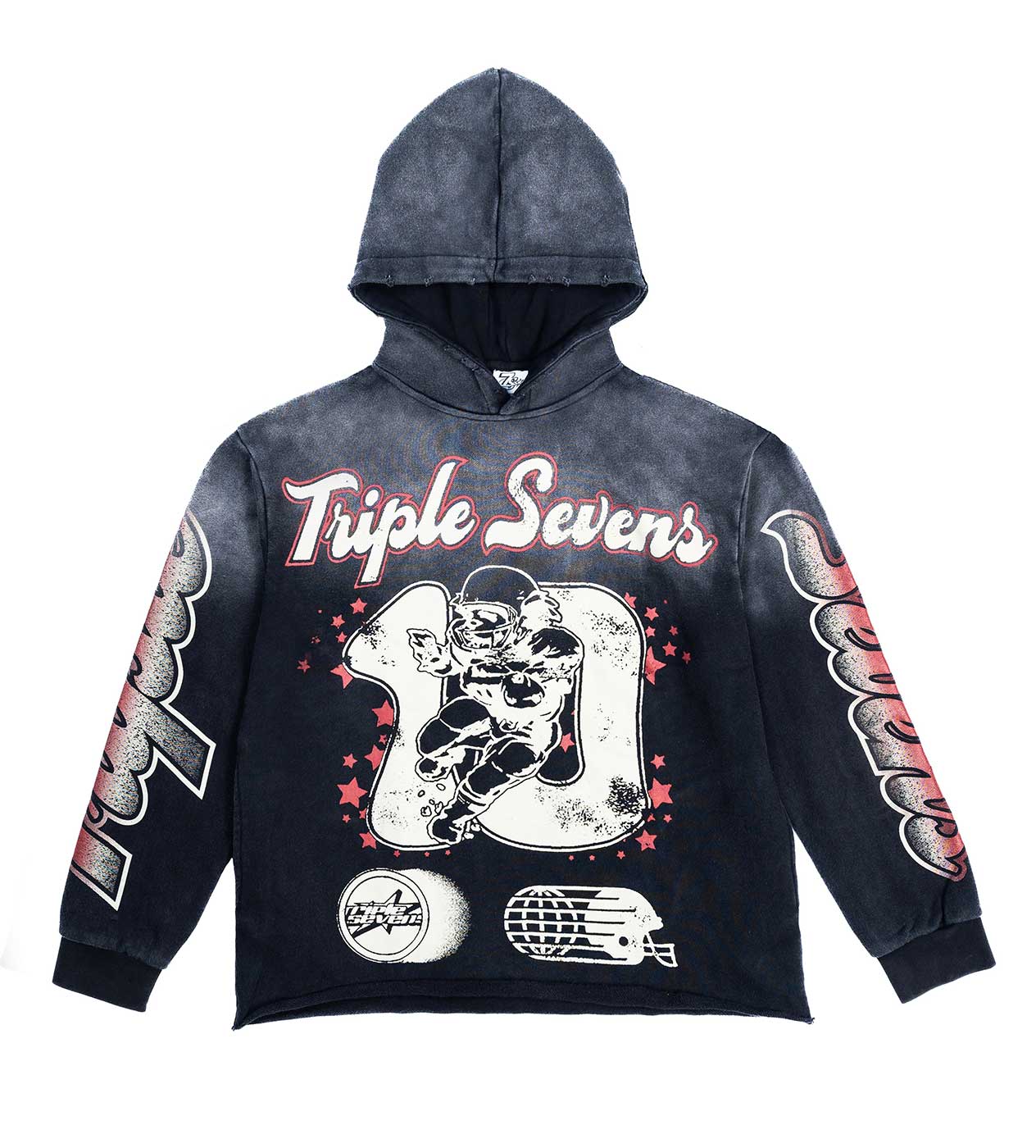 Triple Sevens All Star Hoodie Vintage Black front view