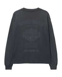 Triple Sevens Biker L/S Tee black, arched Celebrity-Facade back print over a bar-and-shield reading Hollywood FL, back view