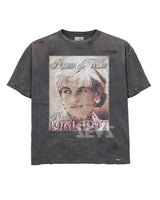 Triple Sevens Diana Tee black, washed memorial tee with Princess of Wales 1961-1997 portrait, front view