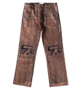 Triple Sevens Logo Leather Pant Brown