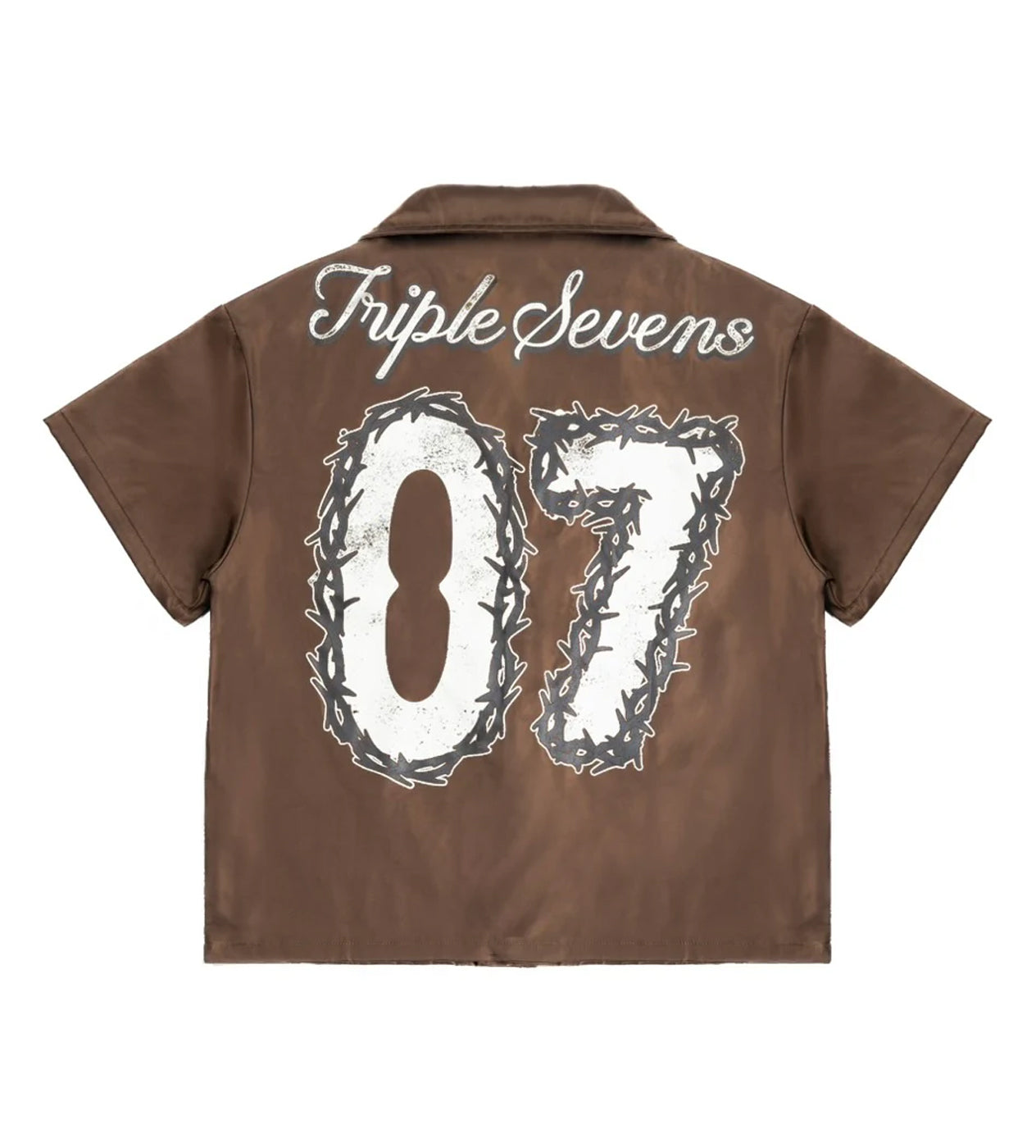 Triple Sevens Nylon Button Up Brown