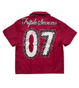 Triple Sevens Nylon Button Up Red