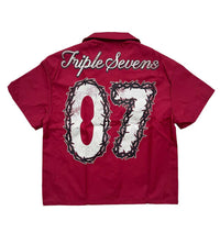 Triple Sevens Nylon Button Up Red