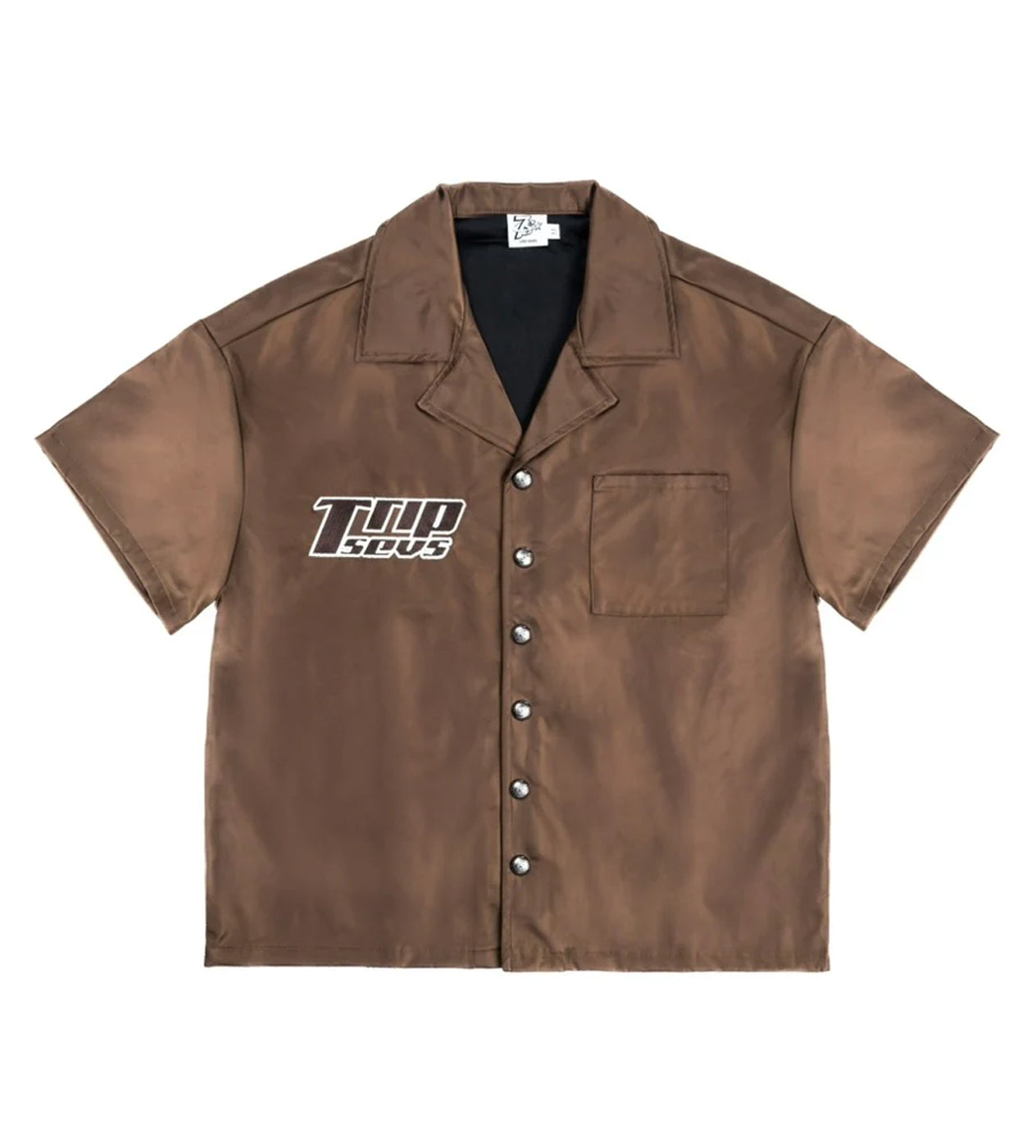 Triple Sevens Nylon Button Up Brown