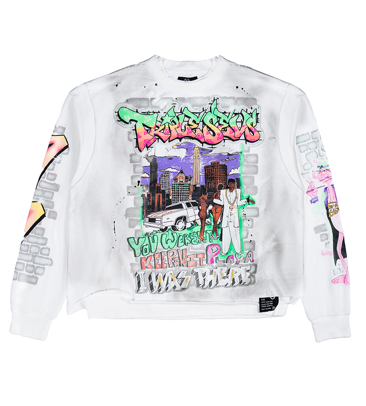 Triple Sevens x Sniper Gang YAK Simpson Waffle Knit L/S Tee Cream