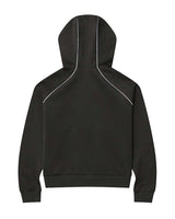Sevens Club Tracksuit Top black, back view of the hood with white piping across the shoulders