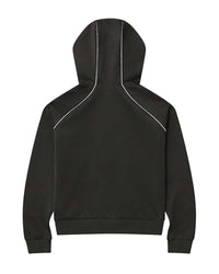 Sevens Club Tracksuit Top black, back view of the hood with white piping across the shoulders
