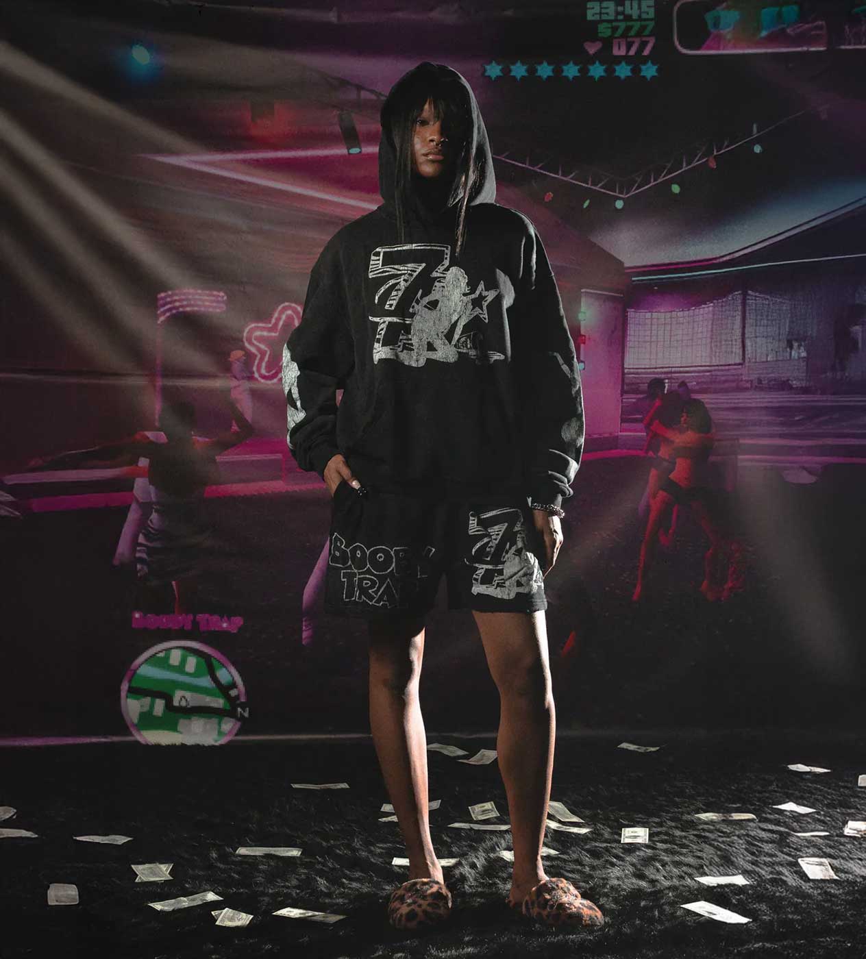 Triple Sevens Trap Logo Hoodie Black