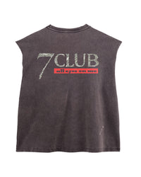 Triple Sevens Tupac Cutoff Tee black, 7 Club all eyes on me back print in silver and red, back view