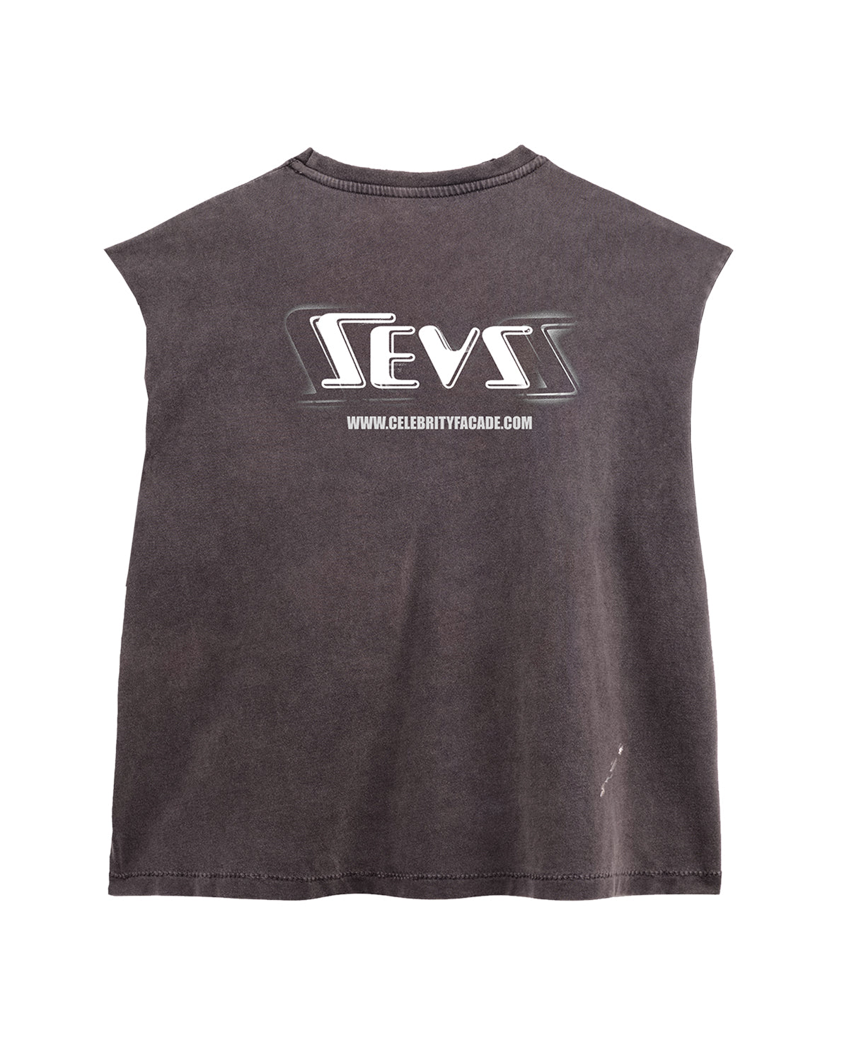 Triple Sevens Weezy Cutoff Tee black, mirrored white Sevens logo and site URL across the upper back, back view
