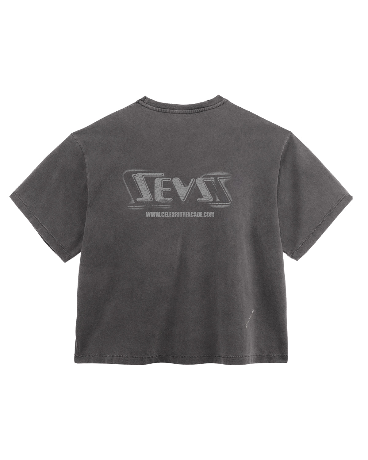Triple Sevens Weezy Tee black, back view with a tonal chrome Sevens wordmark print