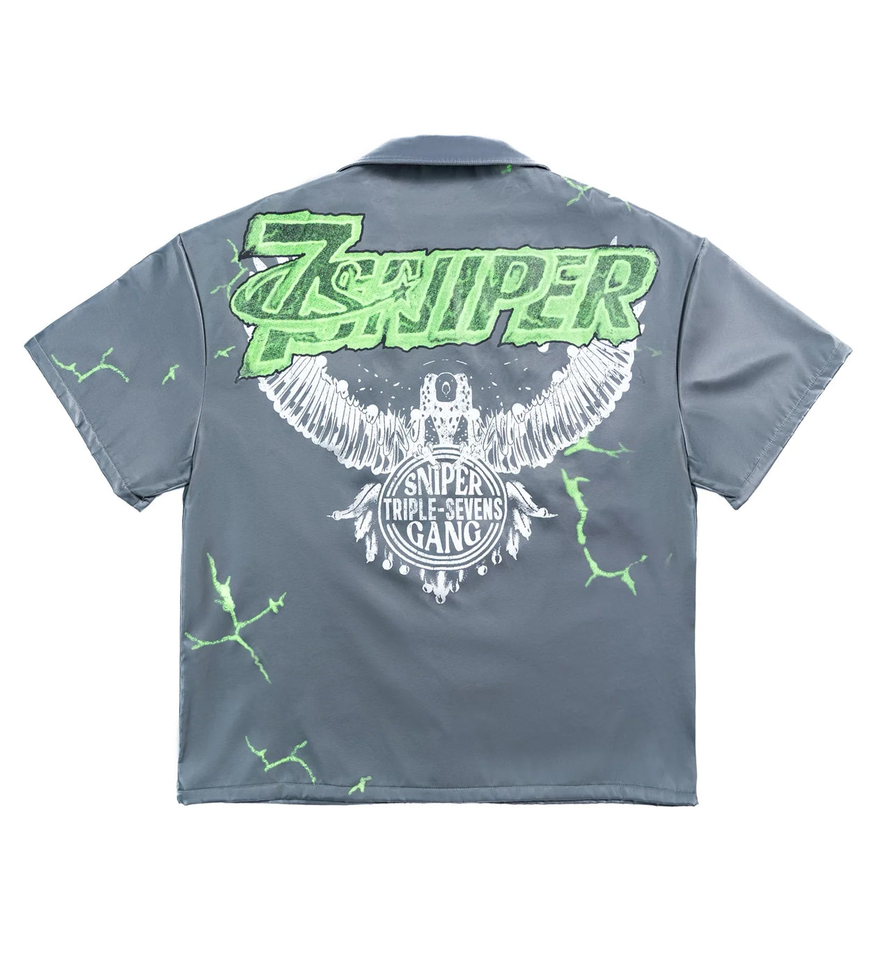 Triple Sevens x Sniper Gang 7Sniper Nylon Button Up Grey Triple Sevens x Sniper Gang 7Sniper Nylon Button Up Grey