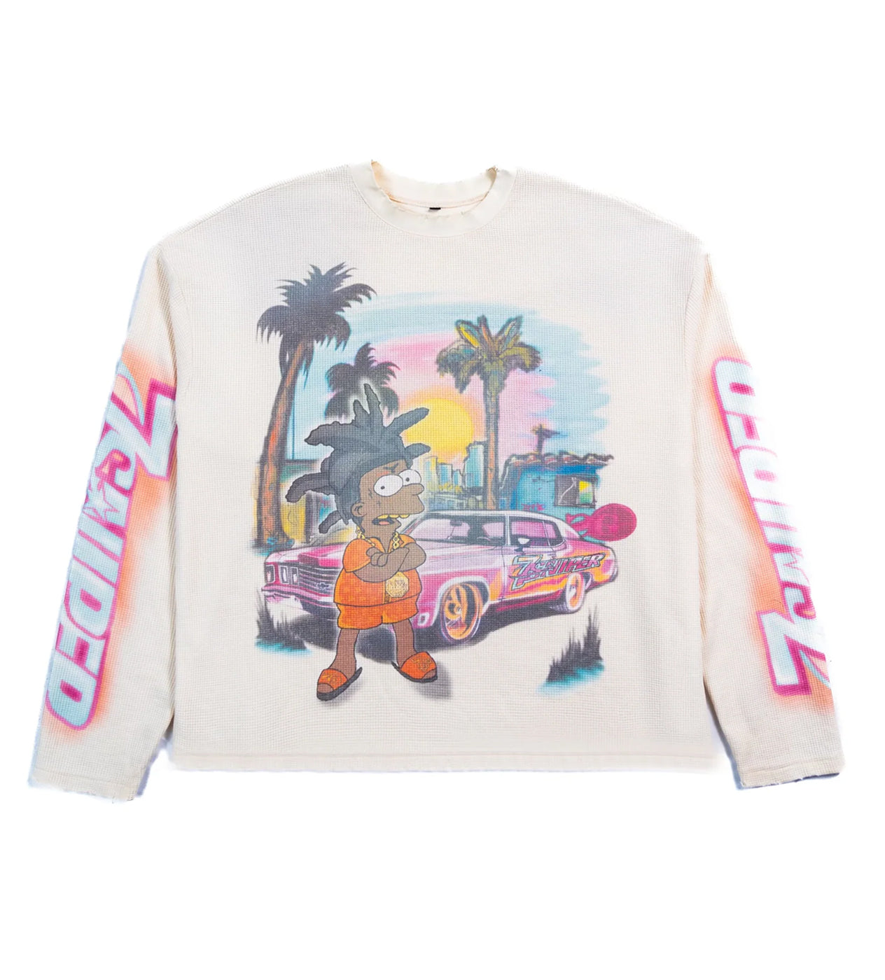 Triple Sevens x Sniper Gang YAK Simpson Waffle Knit L/S Tee Cream