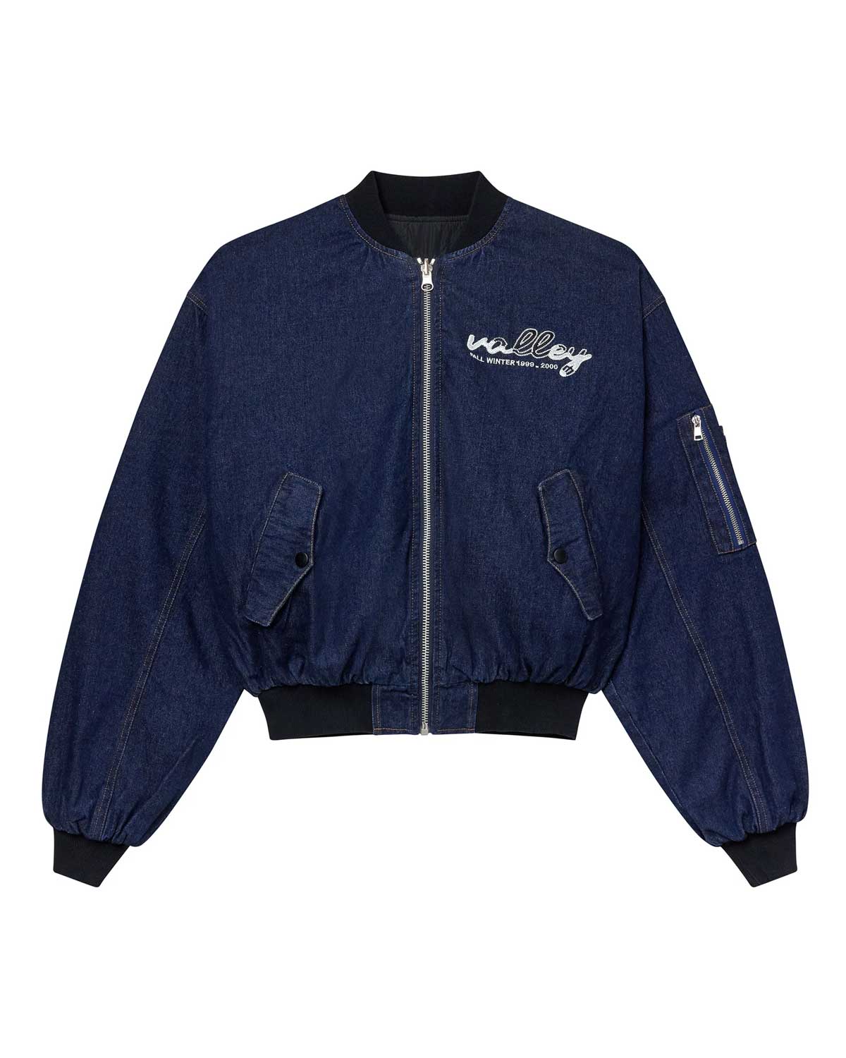 Vale Forever 1999-2000 Raw Denim Bomber Jacket Navy