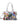 Vale Forever Airport Duffle Bag white, patch-covered duffle with silver metallic handles, front view