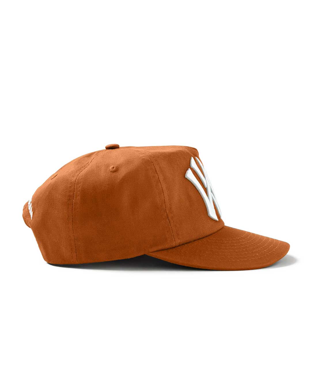 Vale Forever Aubrey Snapper brown, side view showing the curved brim and brushed cotton crown