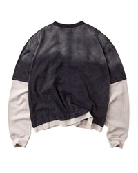 Vale Forever Big Brother L/S Tee black, plain back with cream waffle-knit sleeves, back view