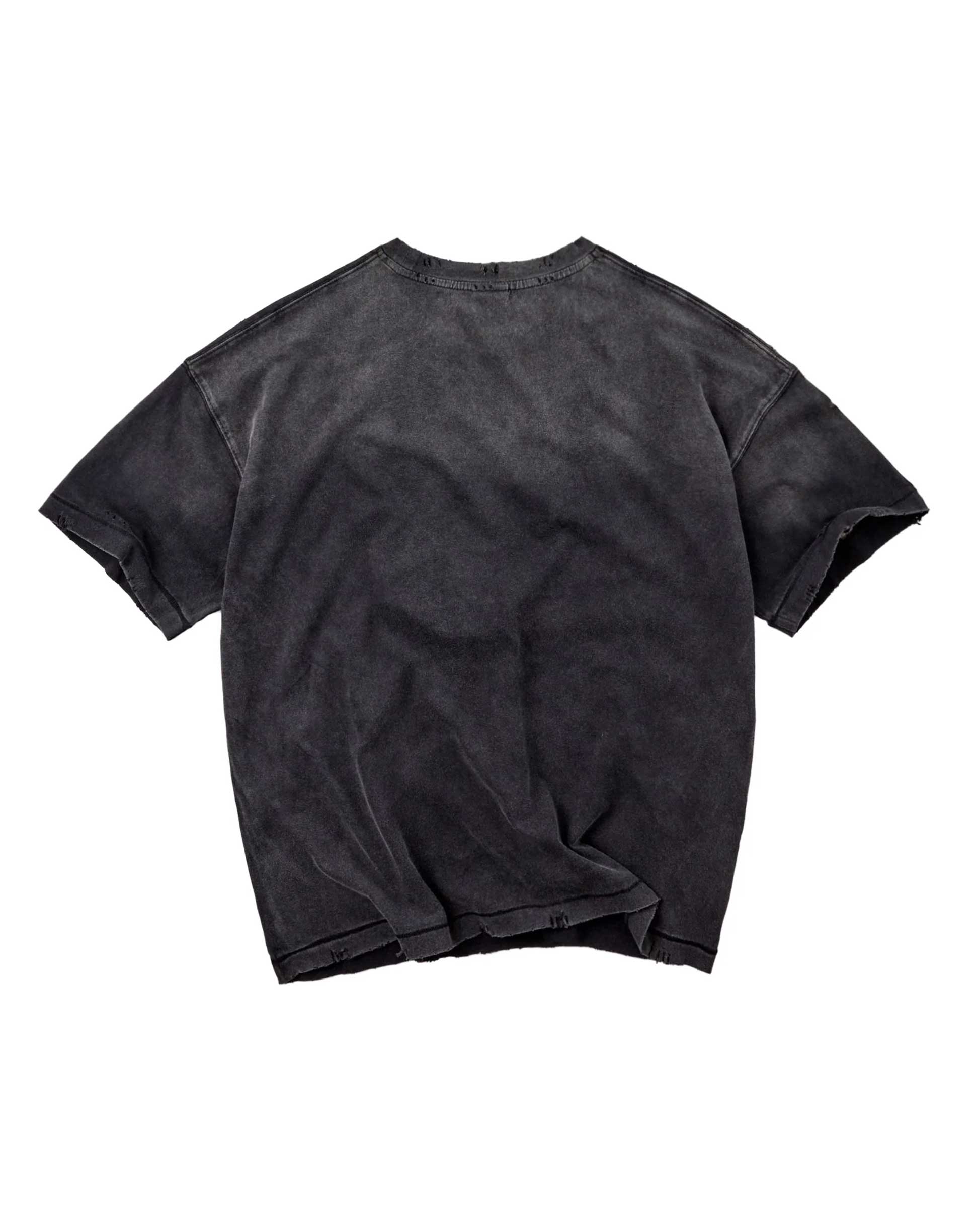 Vale Forever Big Brother Tee black, plain washed black back with raw-cut sleeves, back view