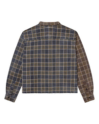 Vale Forever Billie Flannel red/brown, navy and brown check back panels with a contrast sleeve, back view