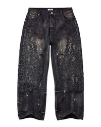 Vale Forever Black Cat Denim Jeans Black