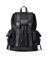 Vale Forever Black Ops Backpack black, nylon rucksack with buckled flap and Valley Dreams plate, front view