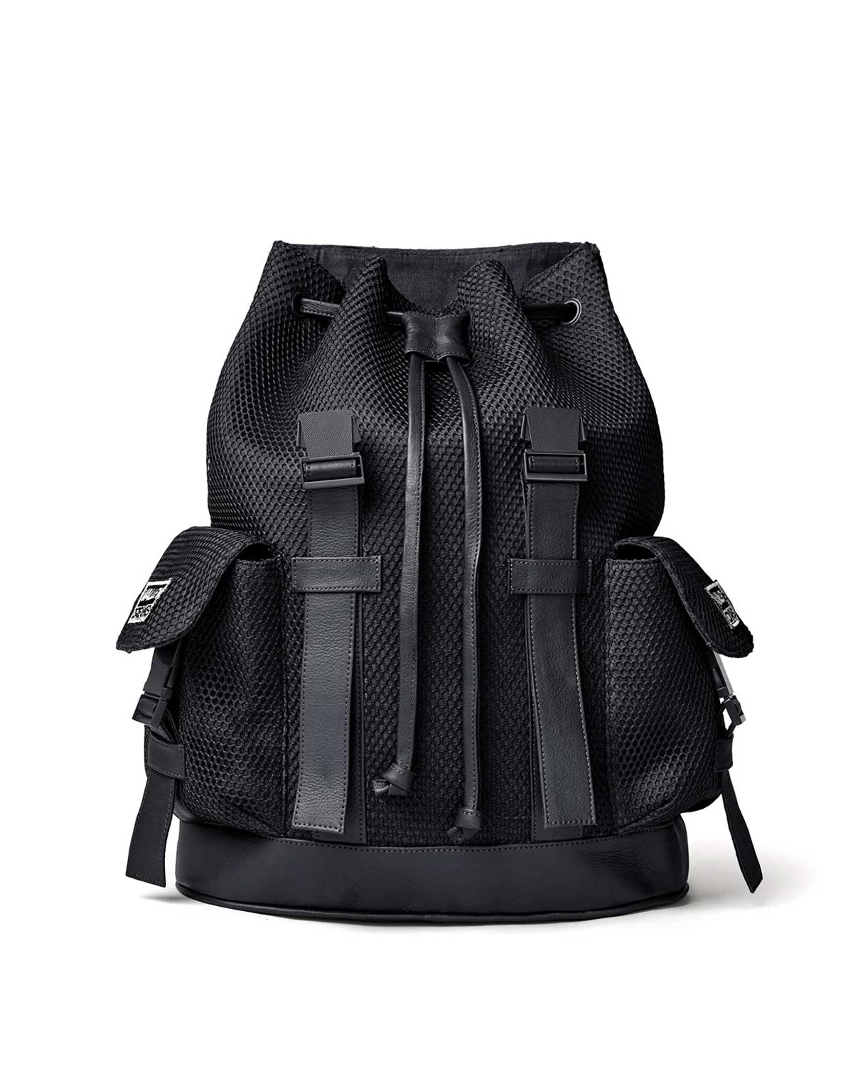 Vale Forever Black Ops Backpack black, top view of the drawstring closure and buckles