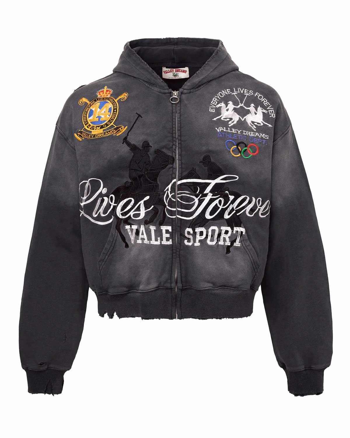 Vale Forever Blackrock Zip Up Hoodie Black