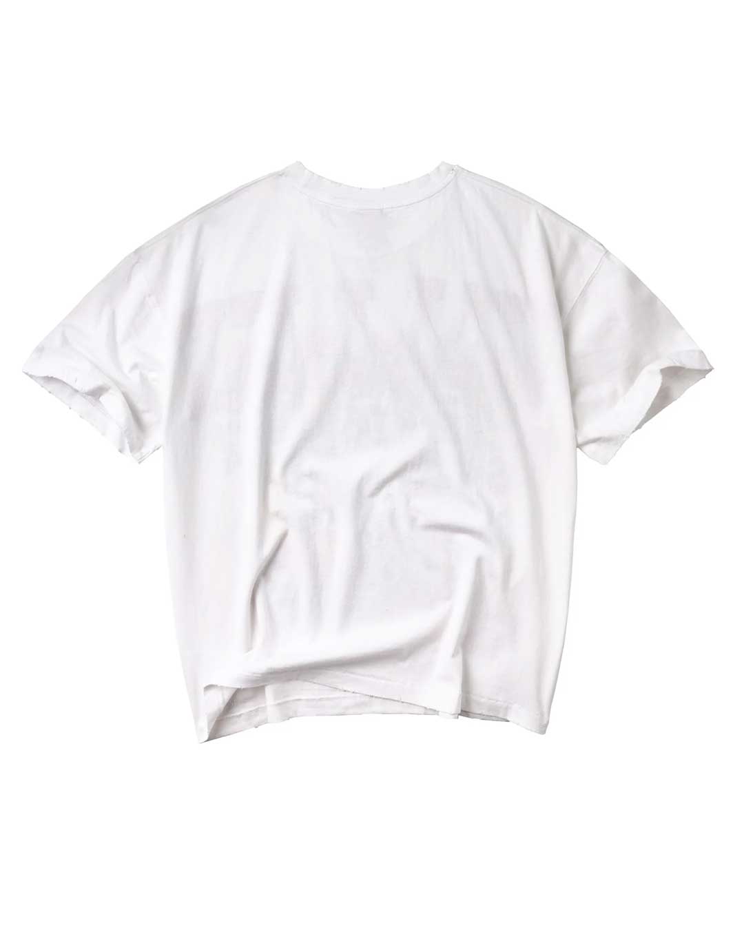 Vale Forever Bleachers Tee white, plain back view with a distressed collar and raw hem