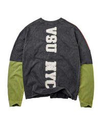 Vale Forever Boomerang L/S Tee black, stitched VSU NYC varsity letters running down the back, back view