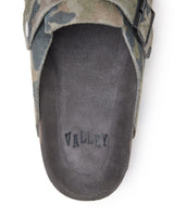 Vale Forever Camo Clogs green, close-up of the footbed stamped Valley